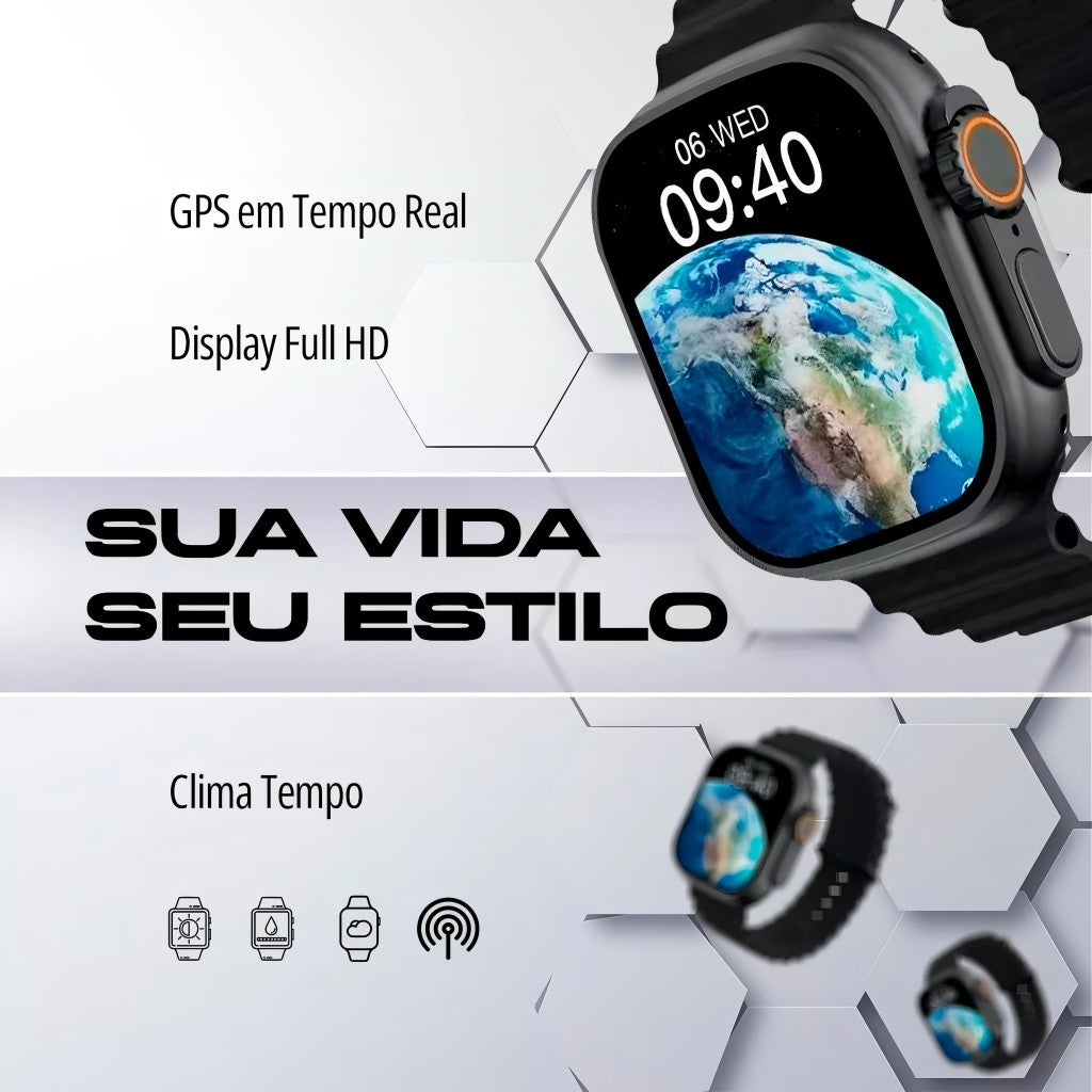 Relógio Inteligente Smartwatch W69 Ultramini NFC Bazik Prime