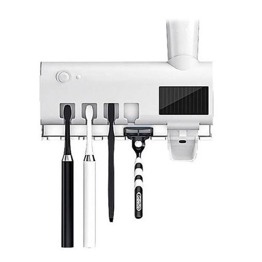 Suporte com dispensador de pasta, porta escovas e esterilizador UV